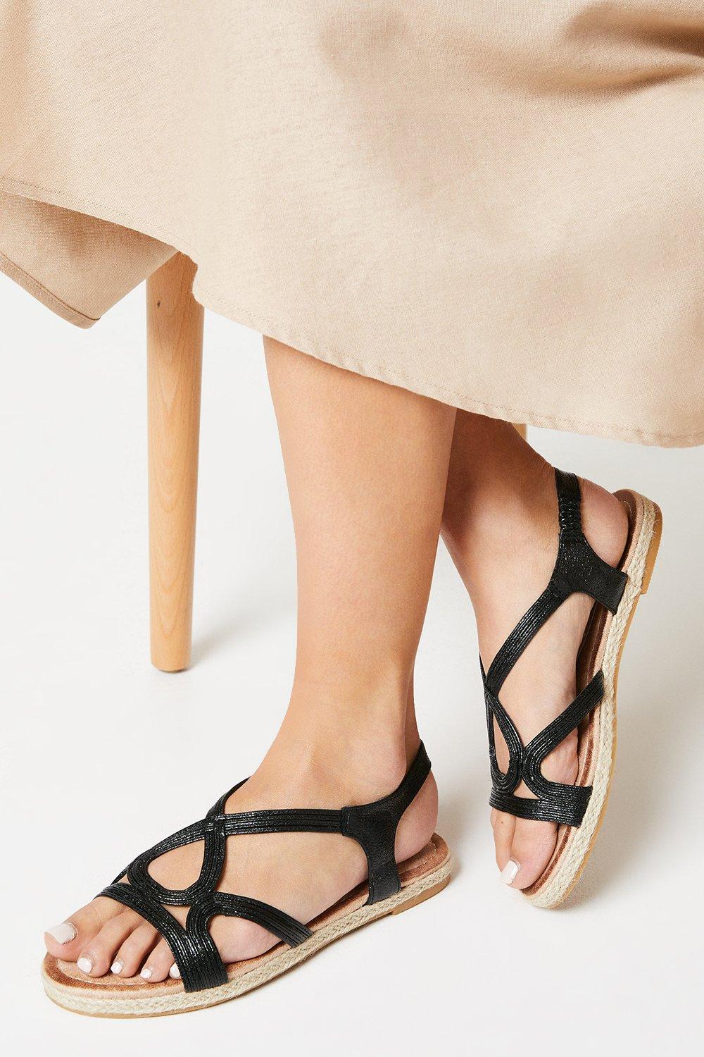 Sandals | Frankie Textured Strap Slingback Espadrille Flat Sandals | Wallis