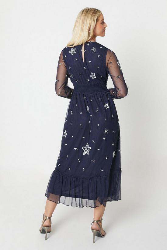 Debut London Debut London by Coast Long Sleeve Star Embellished Tiered Midi Dress 3