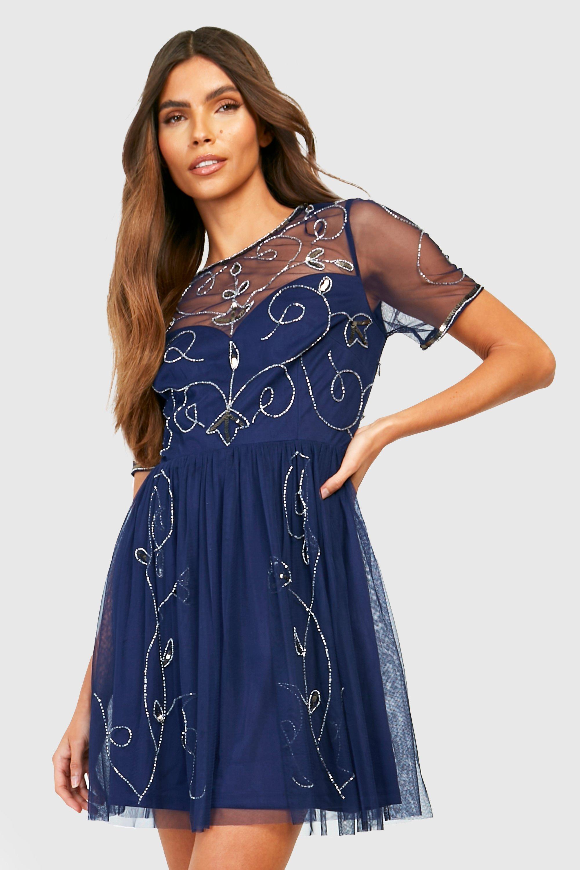 Boohoo boutique store embellished skater dress