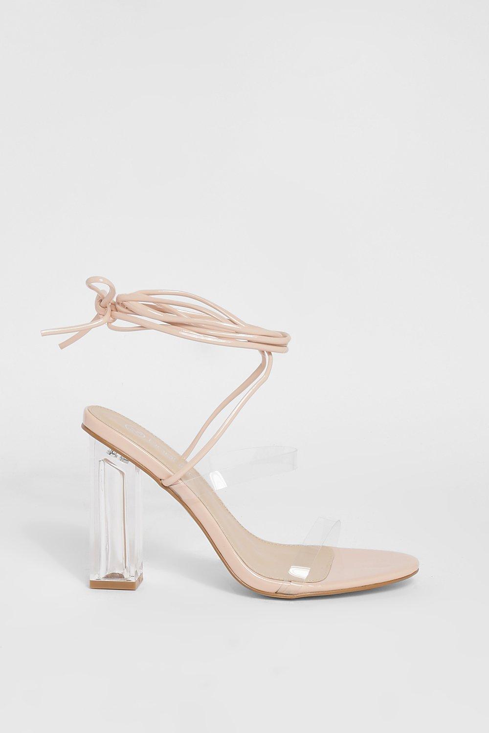 Heels Wide Fit Super Skinny Strap Clear Heels boohoo