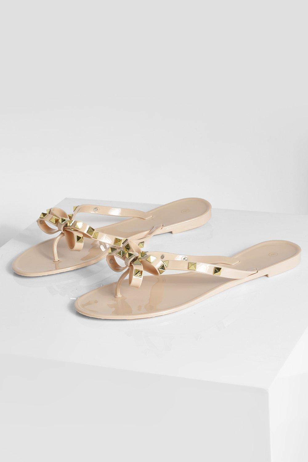 Studded bow sandals hot sale