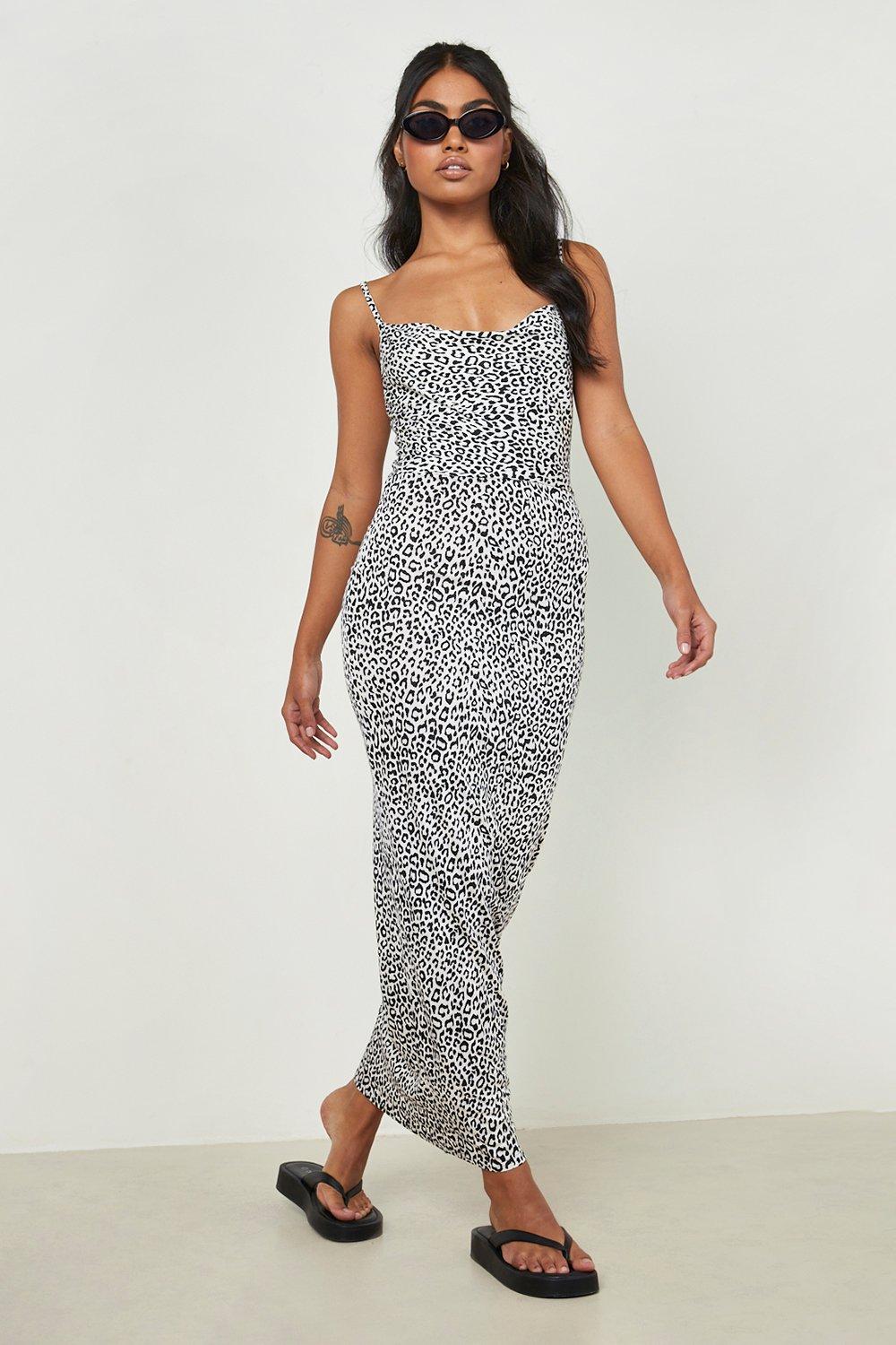 Leopard print clearance dress cowl neck