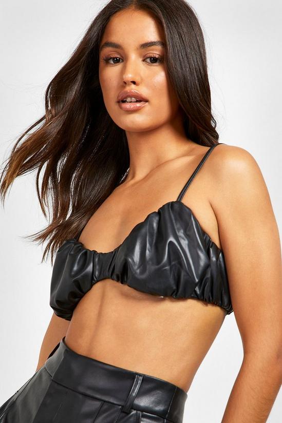 Tops, Leather Look Ruched Bralette