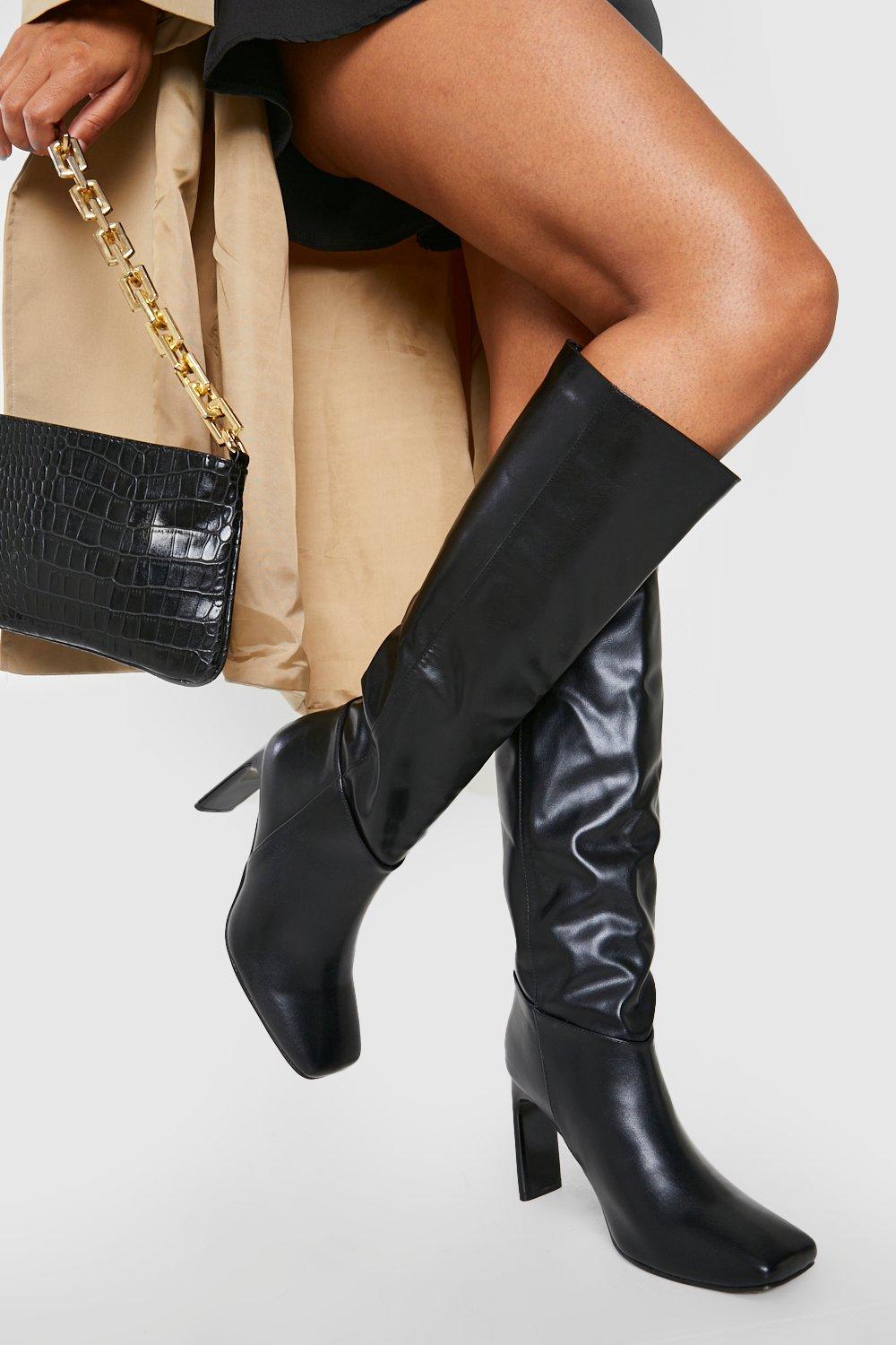 Square toe knee high best sale boots