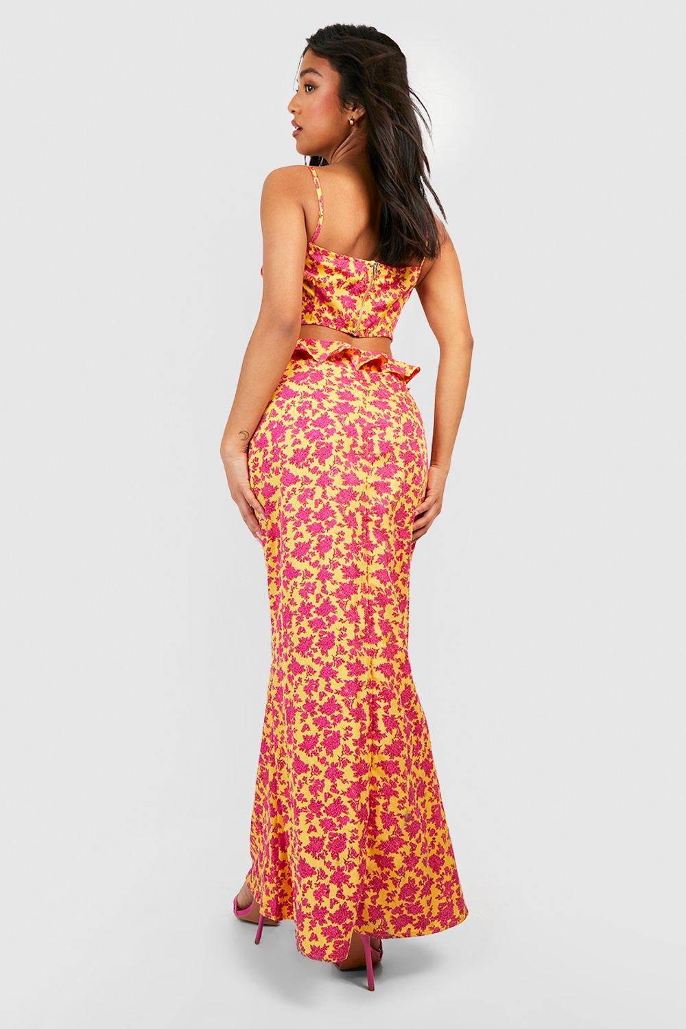 Dresses, Petite Floral Strappy Frill Detail Maxi Dress