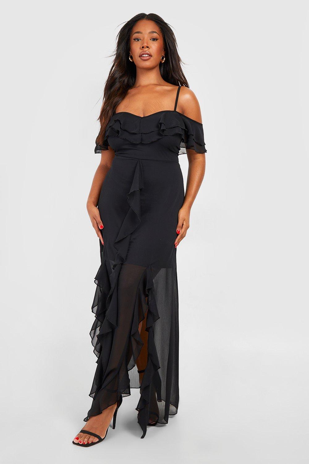 Dresses Plus Ruffle Cold Shoulder Maxi Dress boohoo