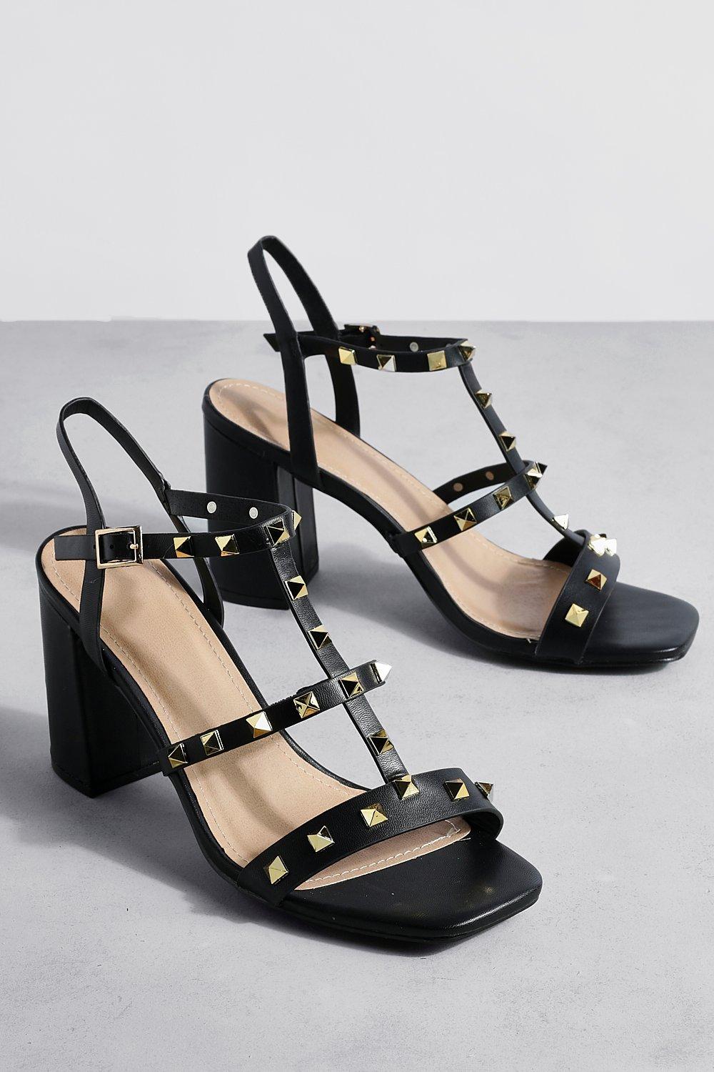 Studded cage hot sale block heels