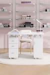 Living and Home Manicure Fashion Table Nail Desk with Electric Dust Collector,Wrist Cushion & 3 Drawers For Spa Beauty Salon & Home thumbnail 1