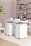 Living and Home Manicure Fashion Table Nail Desk with Electric Dust Collector,Wrist Cushion & 3 Drawers For Spa Beauty Salon & Home thumbnail 2