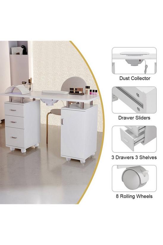 Living and Home Manicure Fashion Table Nail Desk with Electric Dust Collector,Wrist Cushion & 3 Drawers For Spa Beauty Salon & Home 3