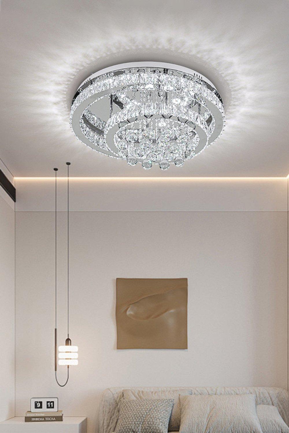 Lighting | Double Tier Round Crystal with Balls Ceiling Light | Living ...