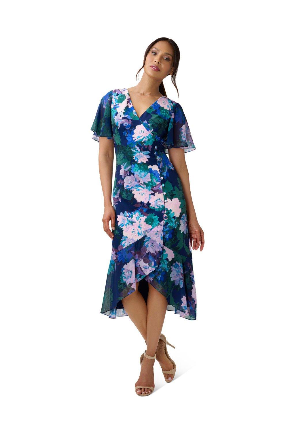 Dresses Floral Print Button Dress Adrianna Papell