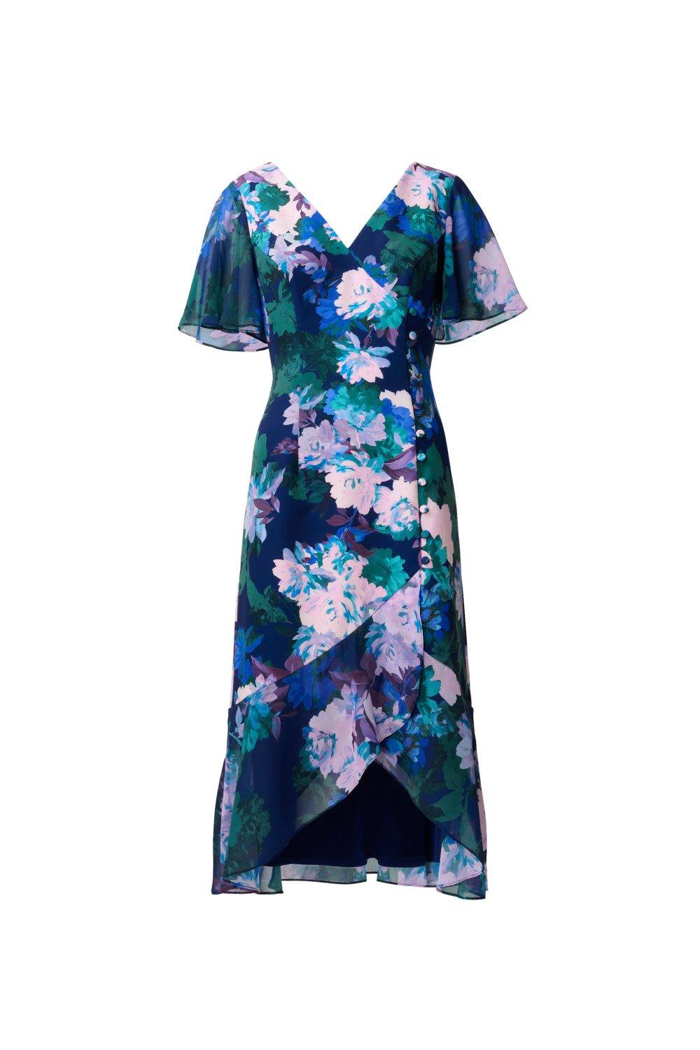 Dresses Floral Print Button Dress Adrianna Papell