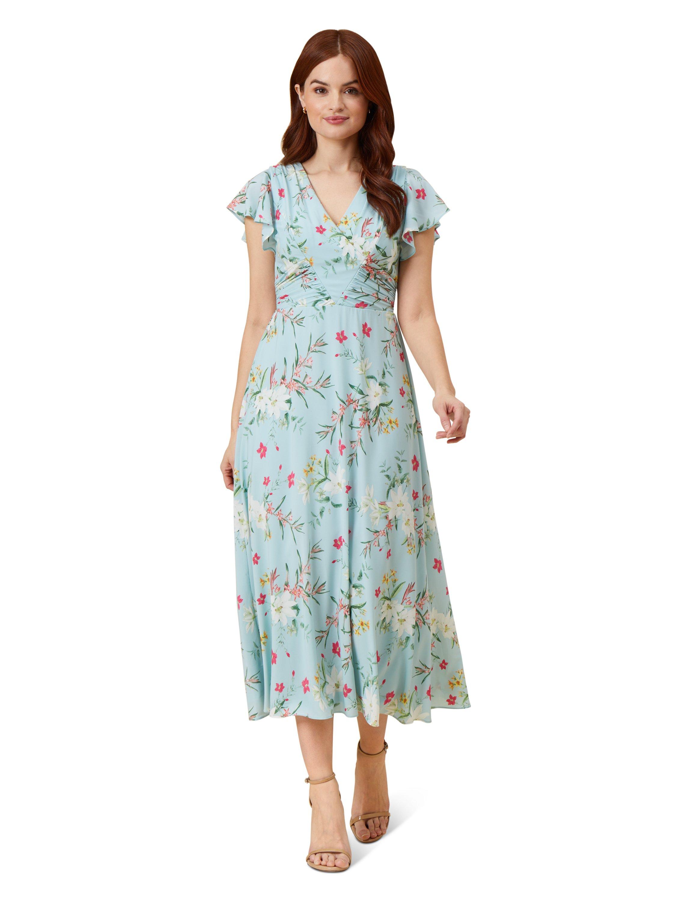 Dresses Floral Print Tie Back Dress Adrianna Papell