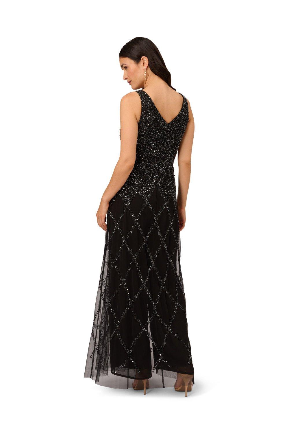 Dresses Beaded Georgette Jumpsuit Adrianna Papell