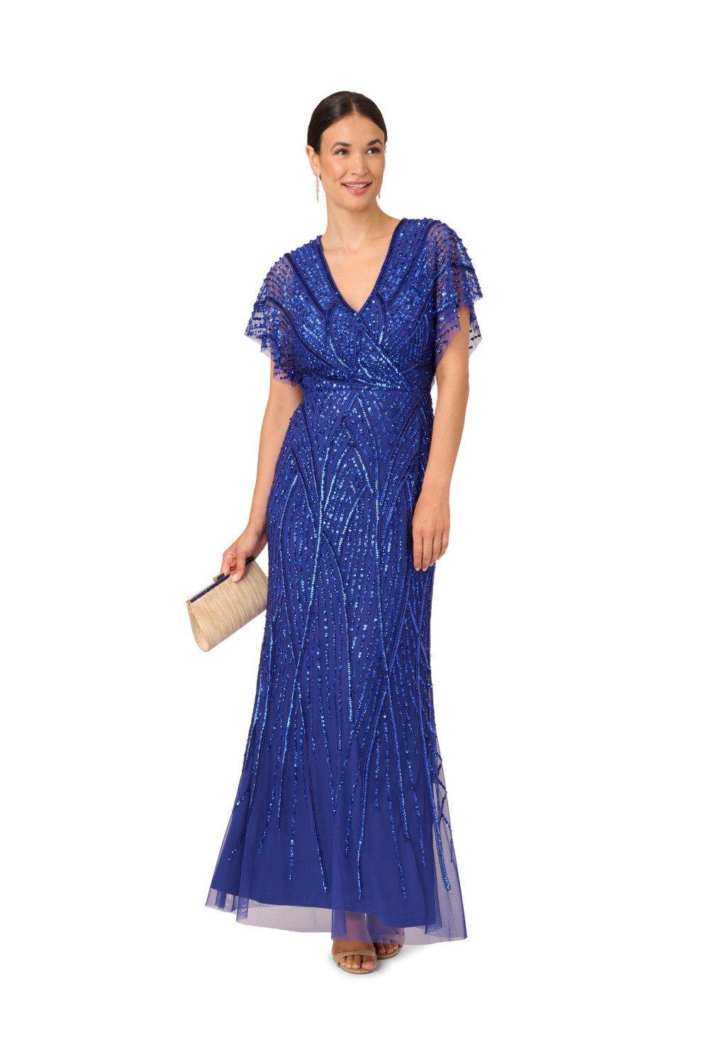 Dresses Long Beaded Gown Adrianna Papell