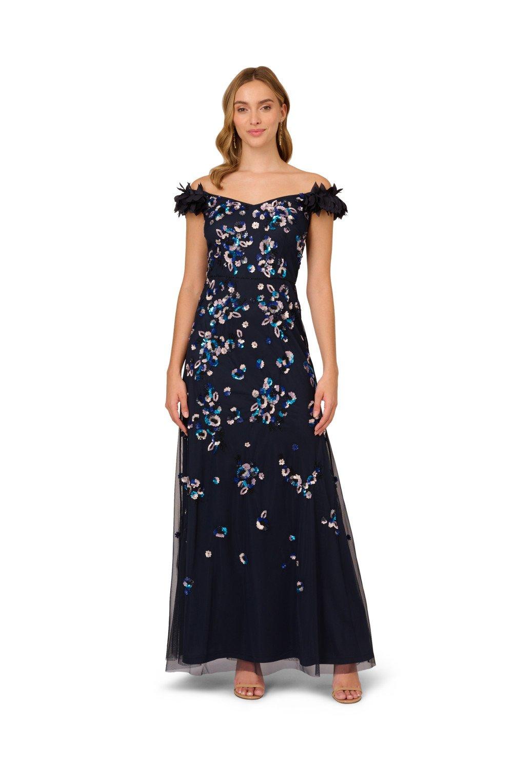 Dresses Off Shoulder Beaded Gown Adrianna Papell