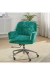 Living and Home Green Velvet Upholstered Wheeled Swivel Office Chair thumbnail 1