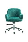 Living and Home Green Velvet Upholstered Wheeled Swivel Office Chair thumbnail 2