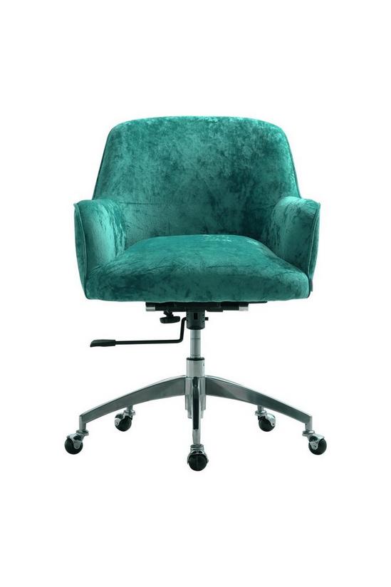 Living and Home Green Velvet Upholstered Wheeled Swivel Office Chair 2
