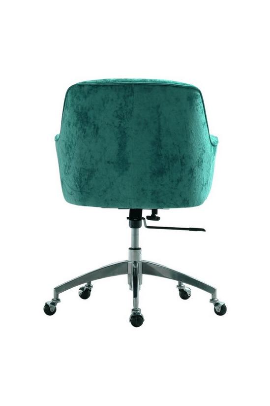 Living and Home Green Velvet Upholstered Wheeled Swivel Office Chair 3