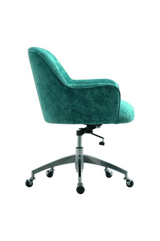 Living and Home Green Velvet Upholstered Wheeled Swivel Office Chair 4