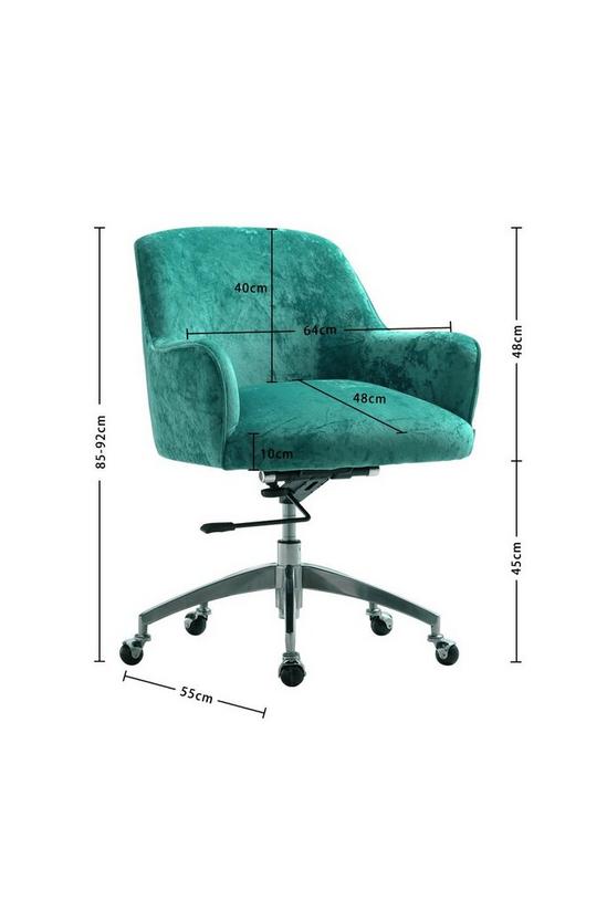 Living and Home Green Velvet Upholstered Wheeled Swivel Office Chair 5