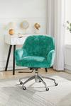 Living and Home Green Velvet Upholstered Wheeled Swivel Office Chair thumbnail 6