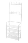 Living and Home 4 Tier Shoe Rack with Coat Hanger thumbnail 1