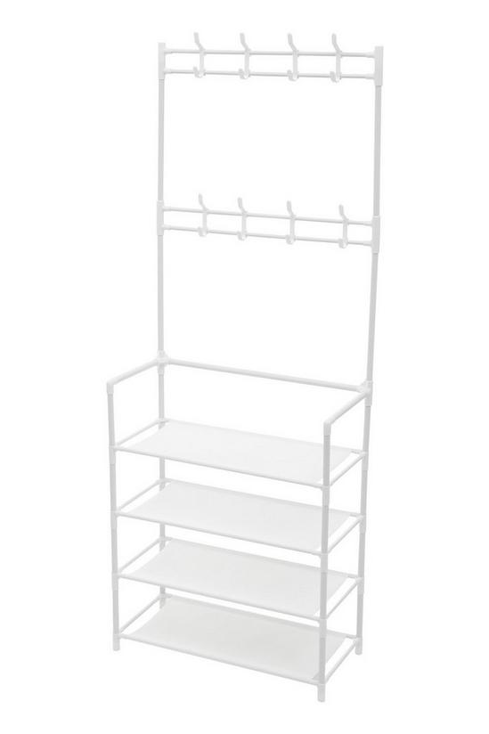 Living and Home 4 Tier Shoe Rack with Coat Hanger 1