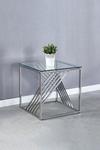 Living and Home Modern Glass Square Accent Table with Metal Base thumbnail 1