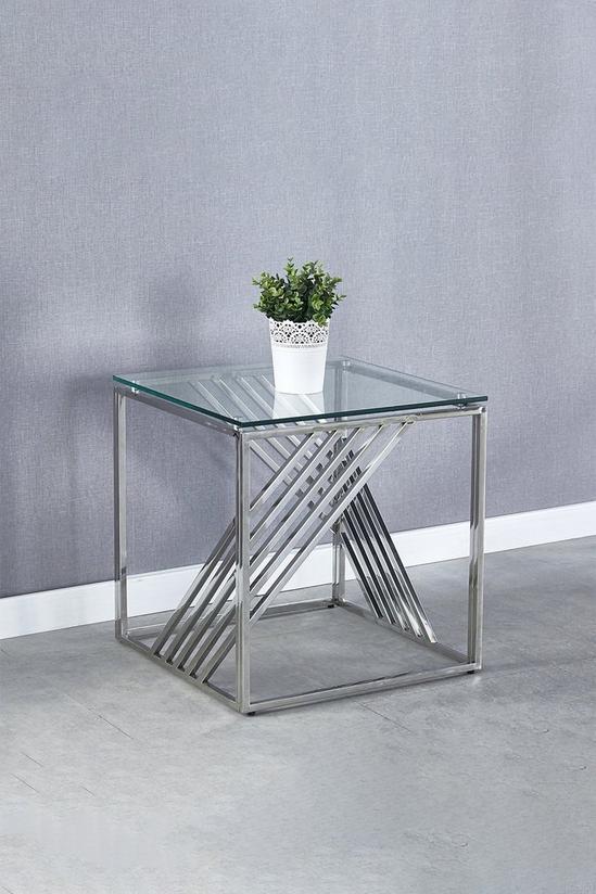 Living and Home Modern Glass Square Accent Table with Metal Base 1