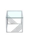 Living and Home Modern Glass Square Accent Table with Metal Base thumbnail 3
