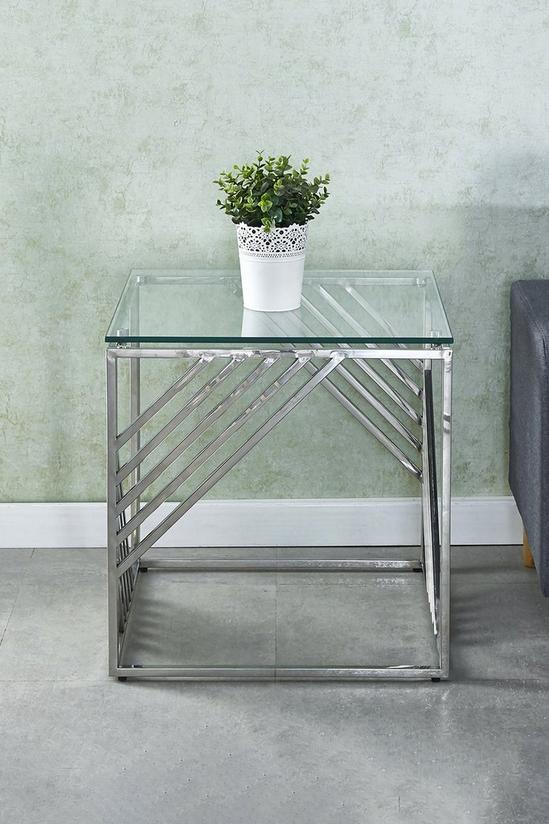 Living and Home Modern Glass Square Accent Table with Metal Base 4