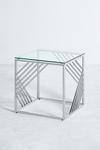Living and Home Modern Glass Square Accent Table with Metal Base thumbnail 5