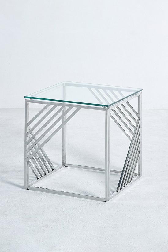 Living and Home Modern Glass Square Accent Table with Metal Base 5