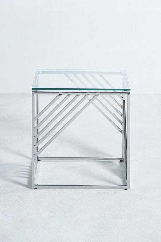 Living and Home Modern Glass Square Accent Table with Metal Base 6