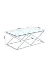 Living and Home Modern Glass Rectangular Dining Table with Metal Base thumbnail 2