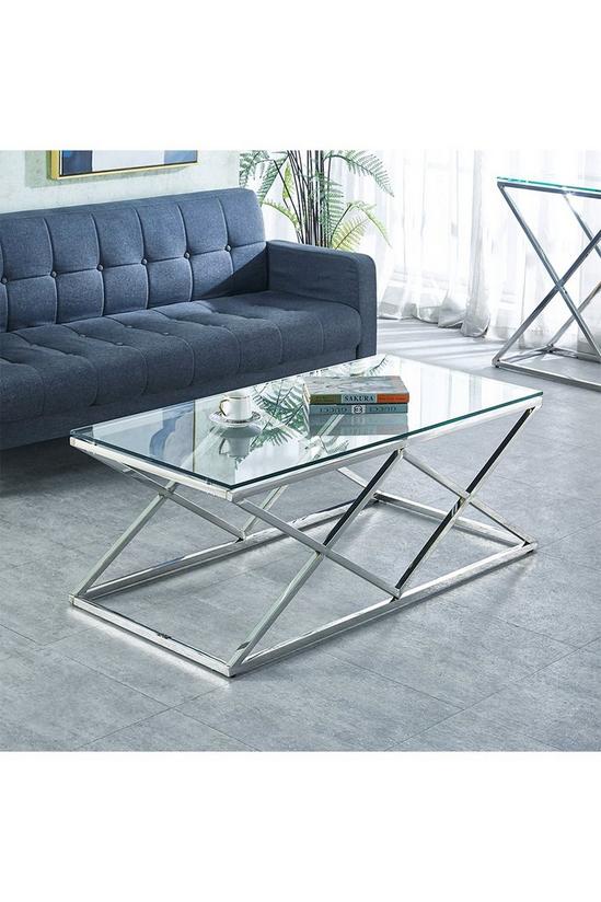 Living and Home Modern Glass Rectangular Dining Table with Metal Base 6