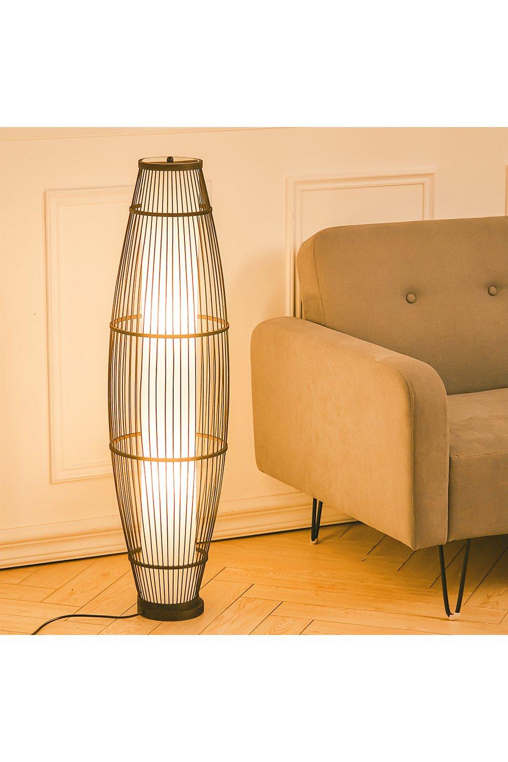 Black and online rattan floor lamp