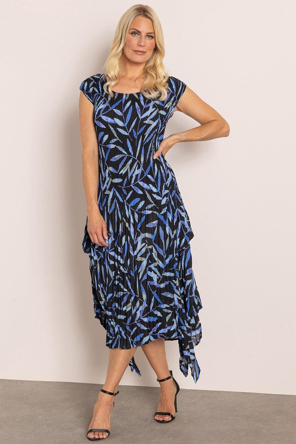 Dresses | Leaf Print Pleated Midi Dress | Klass.