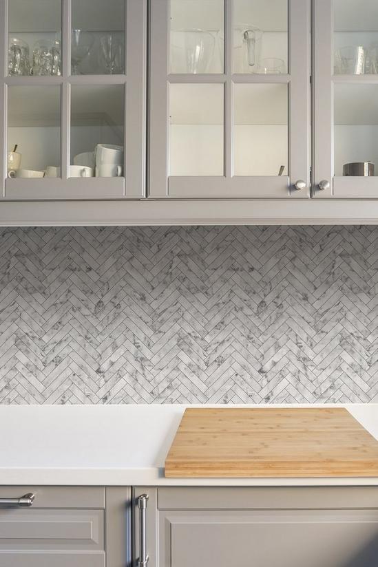 Contour Marble Tile White Wallpaper 1