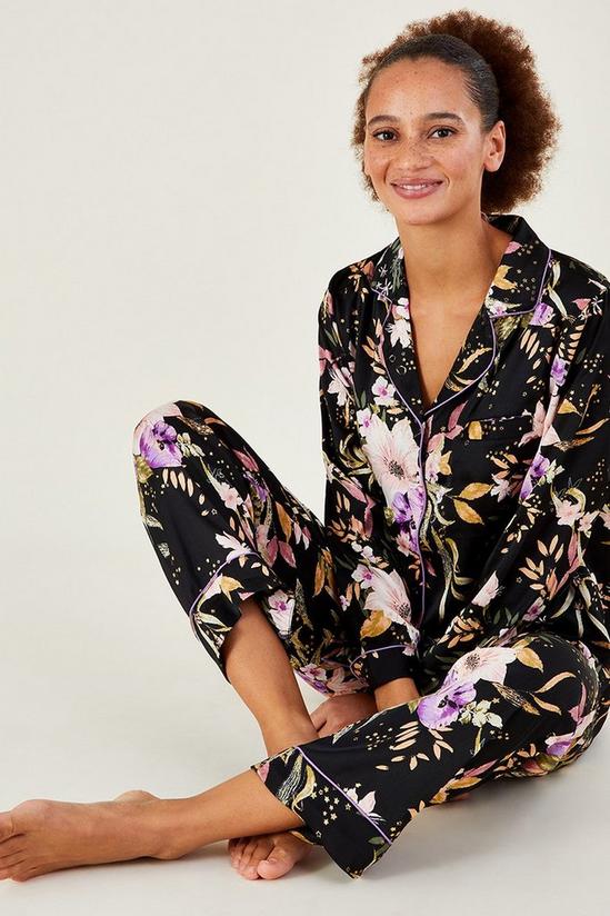 Monsoon Foil Floral Print Satin Pyjama Set 2