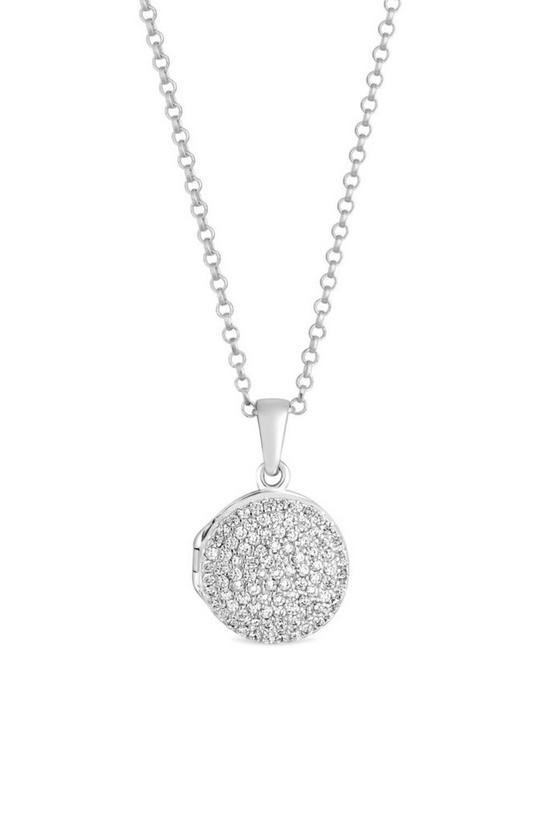 Simply Silver Sterling Silver 925 Cubic Zirconia Mini Pave Locket Necklace 1