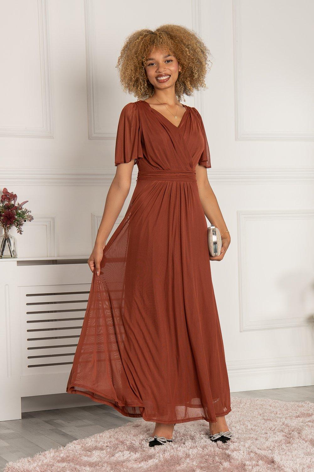 Rust maxi clearance dress with sleeves