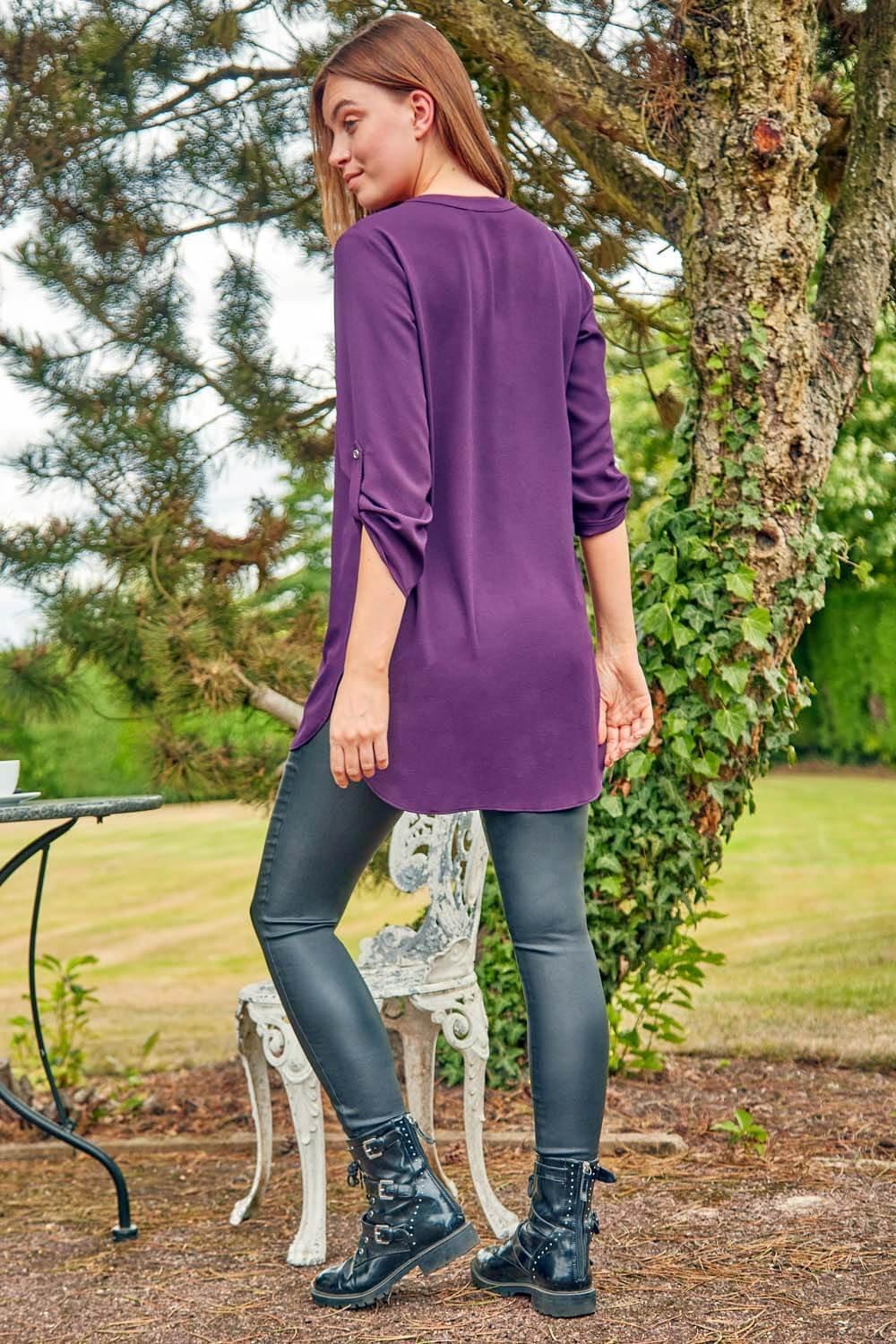 Longline Button Detail Tunic Top