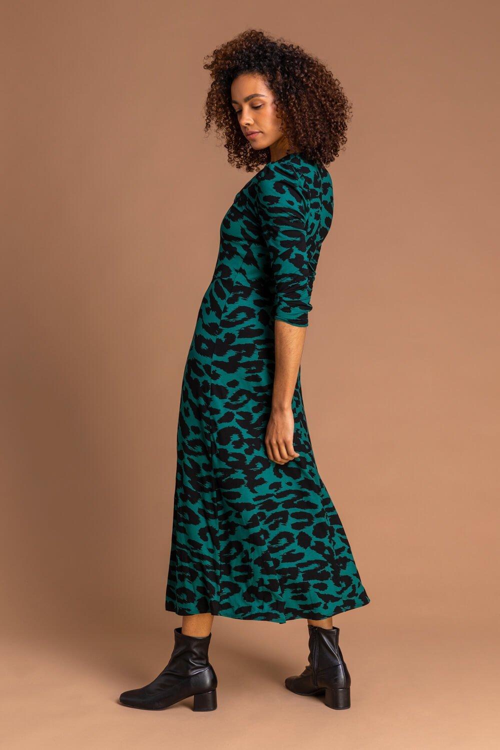 Fit and flare 2024 animal print dress