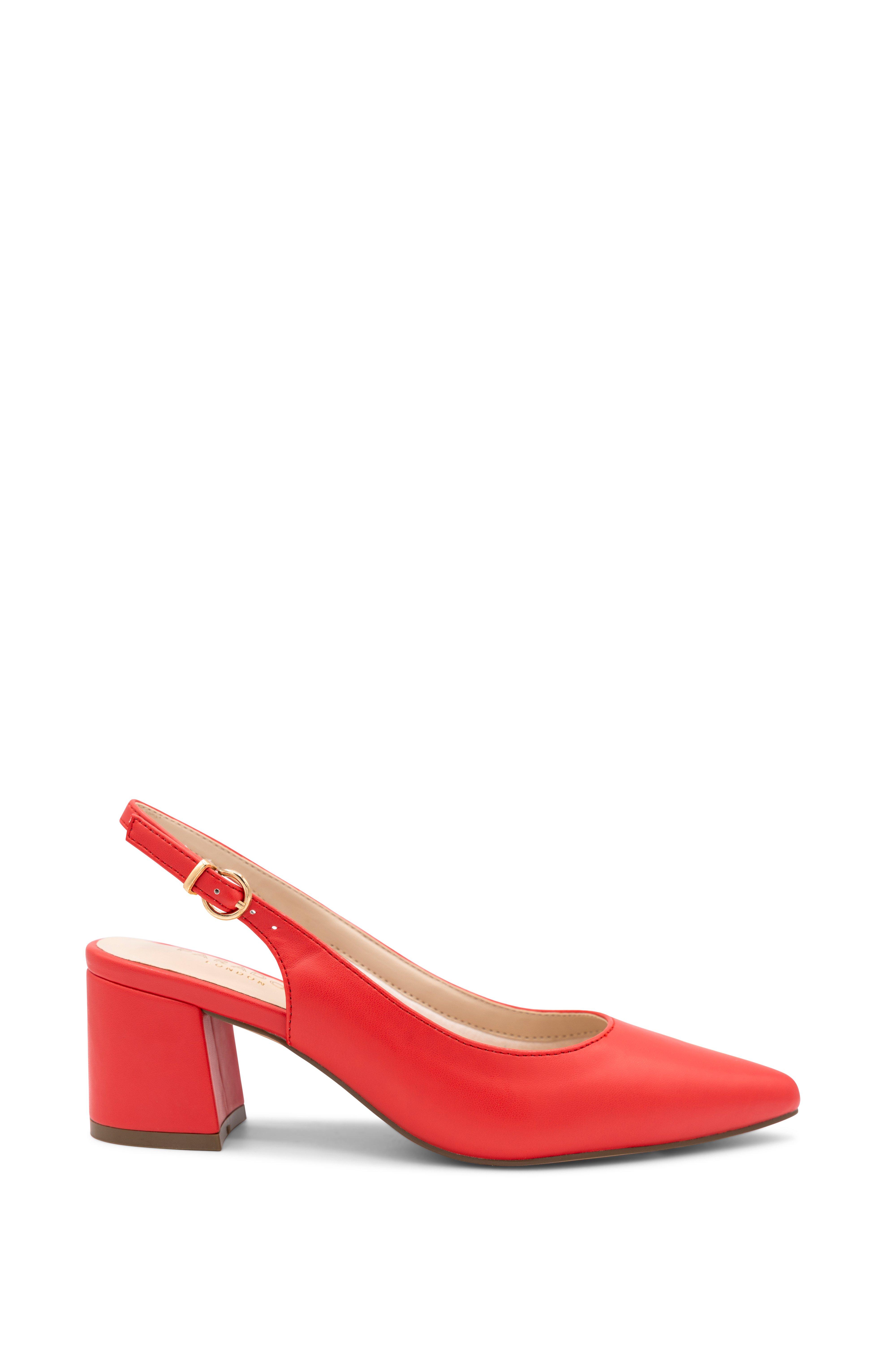 Heels | Faux Leather 'Isadora' Mid Block Heel Sling back Court Shoes ...