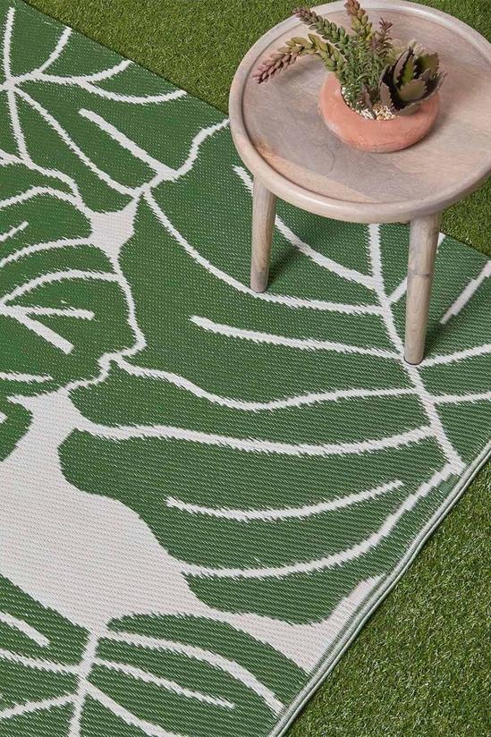 Homescapes Ada Botanical White & Green Outdoor Rug 2