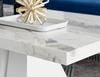 FurnitureboxUK Athens Luxury Matte White Marble Effect Coffee Table with Statement Triangular Structural Plinth Leg for Modern Minimalist Style thumbnail 2